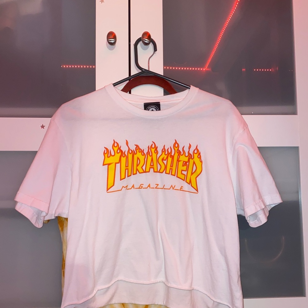 white cropped thrasher shirt!